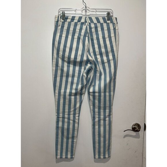 Good American Good Legs Crop Blue/White Stripe Skinny Jeans 12/31 Womens - Picture 3 of 10